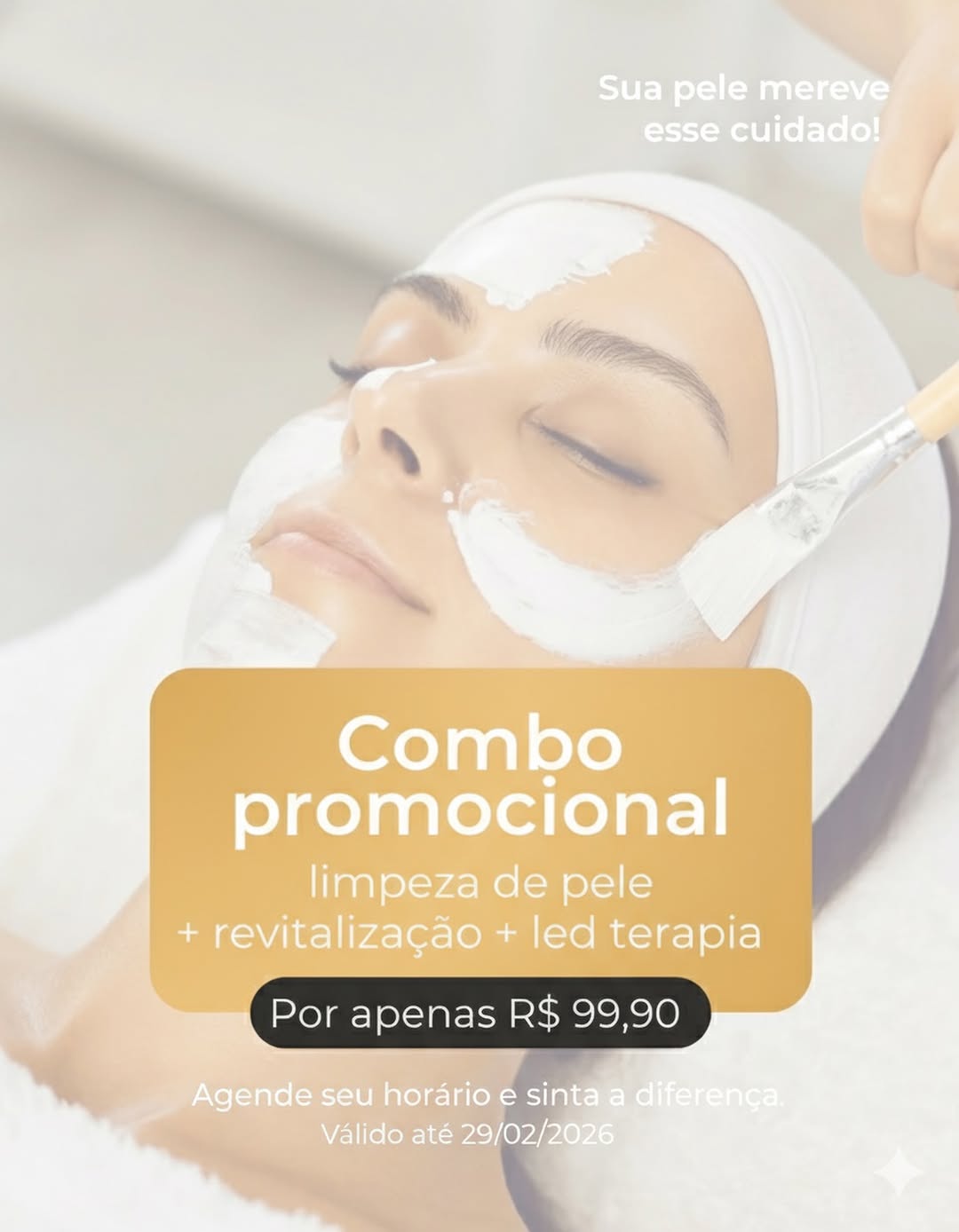 Profissional realizando cuidado facial com foco em revitalização.